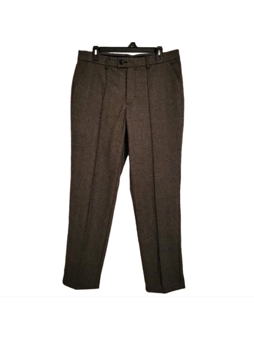 Lee Regular Fit Straight Leg Mid Rise Brown Tweed Creased Dress Pants Size 14